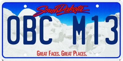 SD license plate 0BCM13