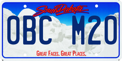 SD license plate 0BCM20