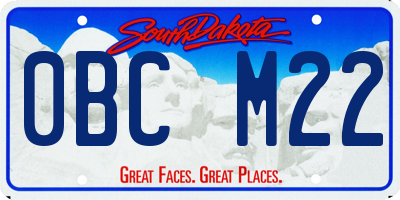 SD license plate 0BCM22