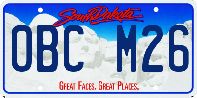 SD license plate 0BCM26
