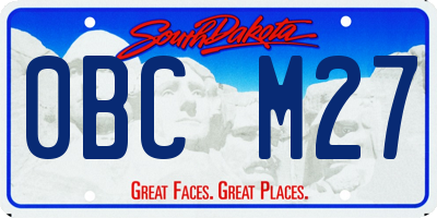 SD license plate 0BCM27