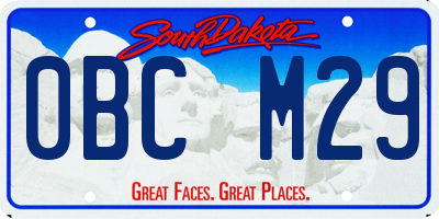 SD license plate 0BCM29