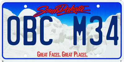 SD license plate 0BCM34