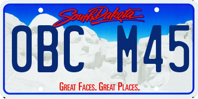 SD license plate 0BCM45
