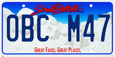 SD license plate 0BCM47