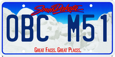 SD license plate 0BCM51