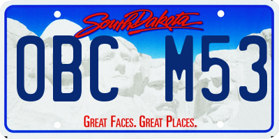 SD license plate 0BCM53