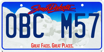 SD license plate 0BCM57