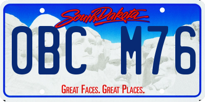 SD license plate 0BCM76