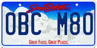 SD license plate 0BCM80