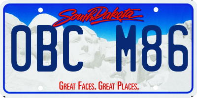 SD license plate 0BCM86