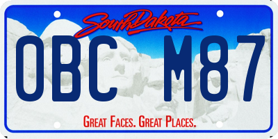 SD license plate 0BCM87