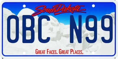 SD license plate 0BCN99