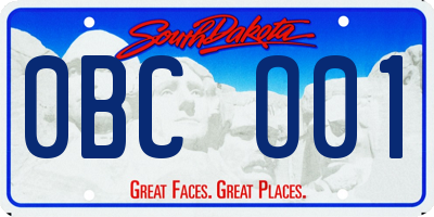 SD license plate 0BCO01
