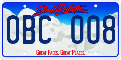 SD license plate 0BCO08