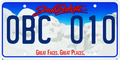 SD license plate 0BCO10