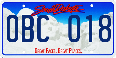 SD license plate 0BCO18