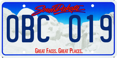 SD license plate 0BCO19