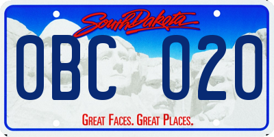 SD license plate 0BCO20