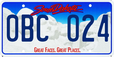 SD license plate 0BCO24