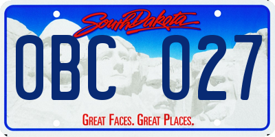 SD license plate 0BCO27