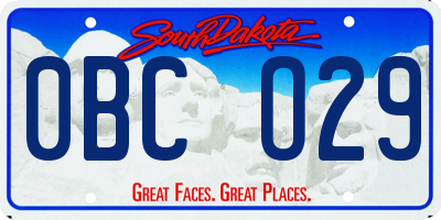 SD license plate 0BCO29