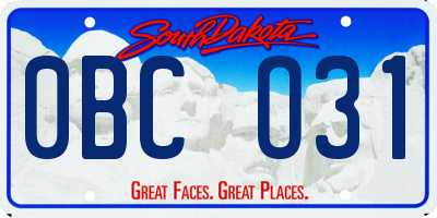 SD license plate 0BCO31