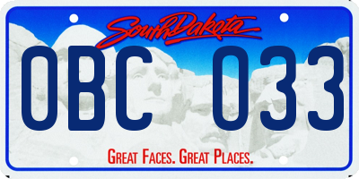 SD license plate 0BCO33