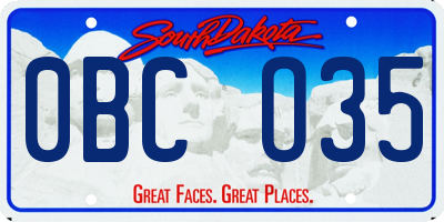 SD license plate 0BCO35