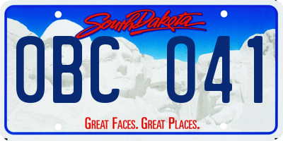 SD license plate 0BCO41