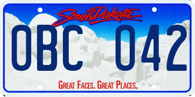 SD license plate 0BCO42