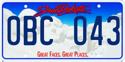 SD license plate 0BCO43