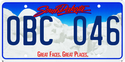 SD license plate 0BCO46