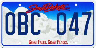 SD license plate 0BCO47