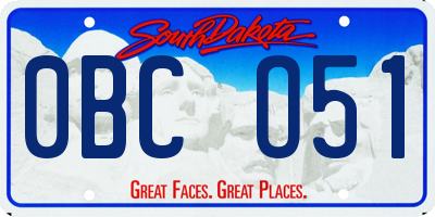 SD license plate 0BCO51