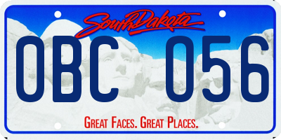 SD license plate 0BCO56