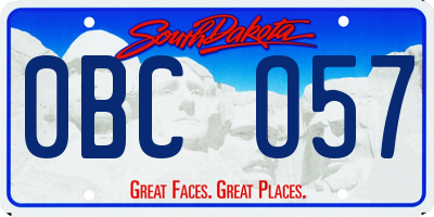 SD license plate 0BCO57