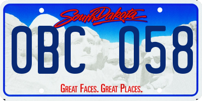 SD license plate 0BCO58