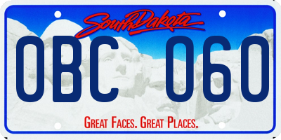SD license plate 0BCO60