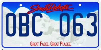 SD license plate 0BCO63