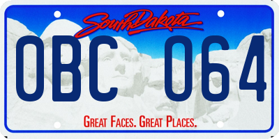 SD license plate 0BCO64