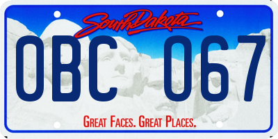 SD license plate 0BCO67