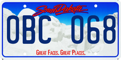 SD license plate 0BCO68