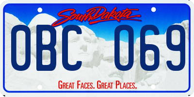 SD license plate 0BCO69