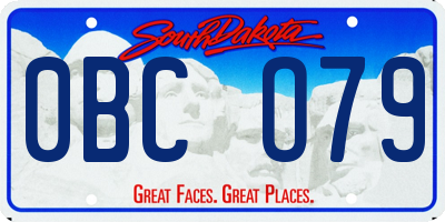 SD license plate 0BCO79