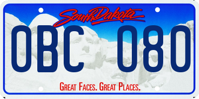 SD license plate 0BCO80