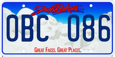 SD license plate 0BCO86