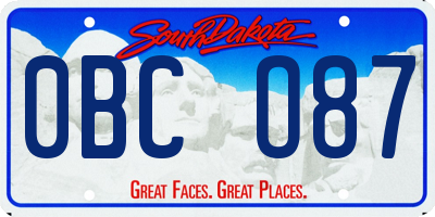 SD license plate 0BCO87
