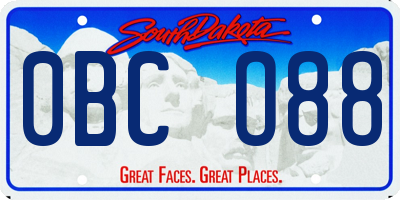 SD license plate 0BCO88