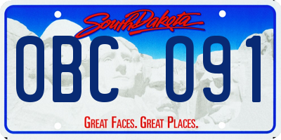 SD license plate 0BCO91